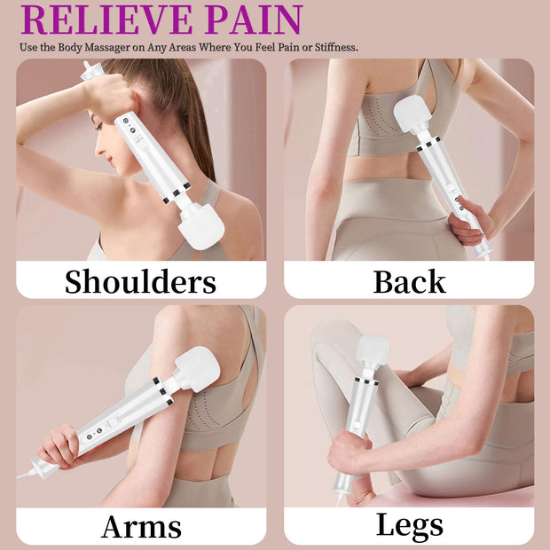 VZVJTR Wired Handheld Massager, Personal Foot Deep Tissue, Back Massager with 10 Speed Settings Strong Vibration for Women, Powerful Whole Body Massage Tool for Muscle, Back, Foot, Neck (White)