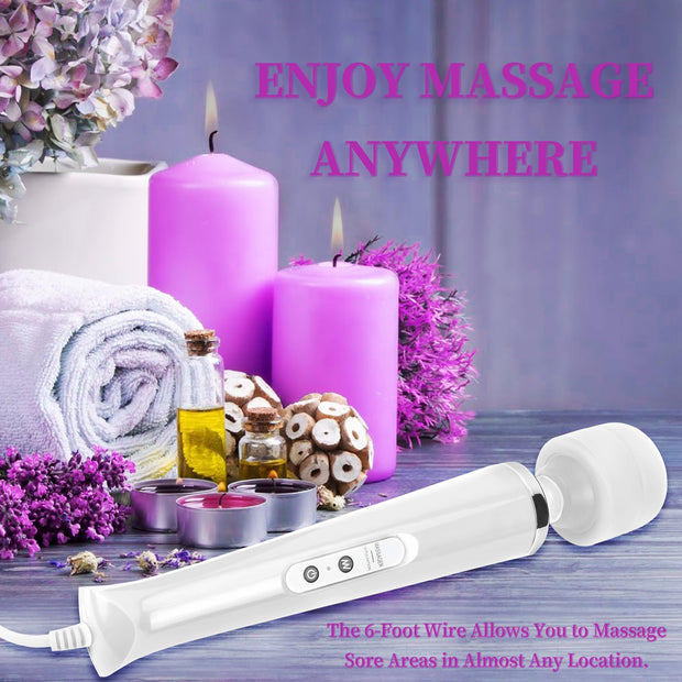 VZVJTR Wired Handheld Massager, Personal Foot Deep Tissue, Back Massager with 10 Speed Settings Strong Vibration for Women, Powerful Whole Body Massage Tool for Muscle, Back, Foot, Neck (White)